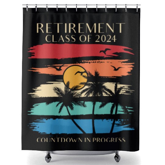 2024 Retirement Countdown Beach Shower Curtains