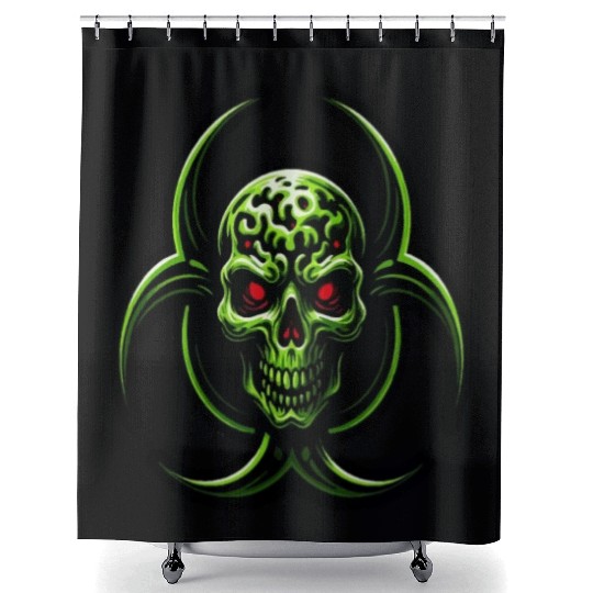 Green Biohazard Zombie Alien Shower Curtains