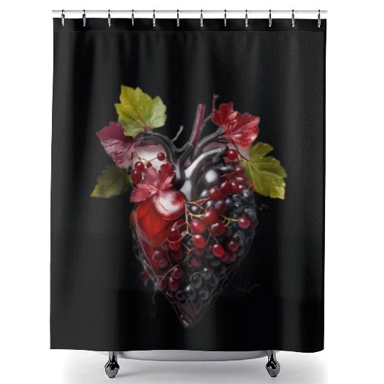 Default Human heart made with wine and red grape Shower Curtains