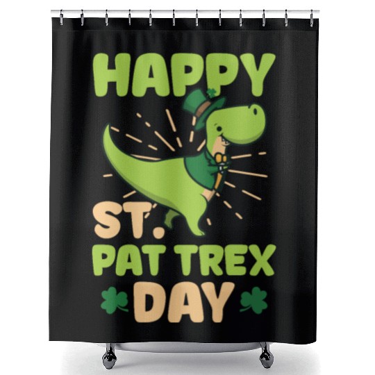 Funny St Patricks Day Happy St. Pat T-Rex Day Shower Curtains