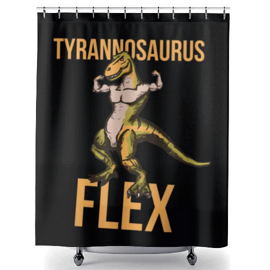 Tyrannosaurus Flex Weightlifting Powerlifting Shower Curtains