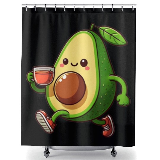 Tea Time Avocado Shower Curtains