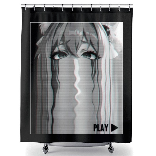 Aesthetic Vaporwave Japanese Futurism Anime Shower Curtains