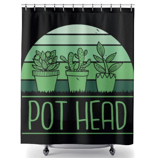 Green Thumb, Potted Plant Paradise Shower Curtains