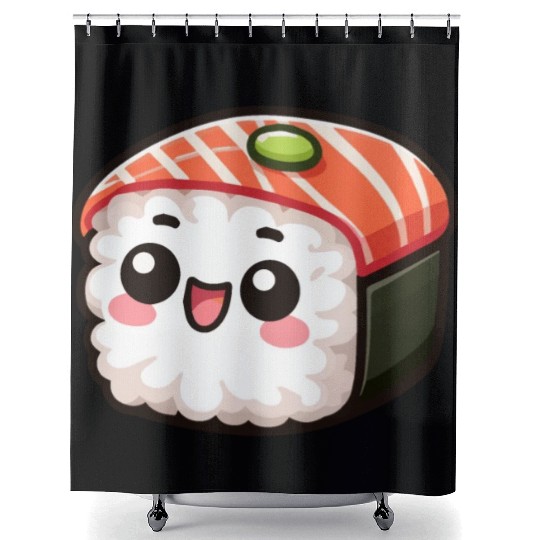 Kawaii Cute Sushi Maki Shower Curtains