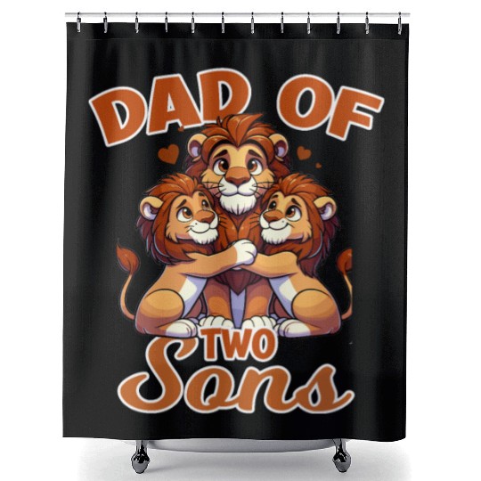 Dad of Two Sons Lion Family for a Dad, Father and Shower Curtains