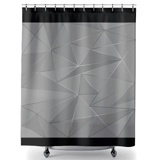 Grey silver low poly abstract background Shower Curtains