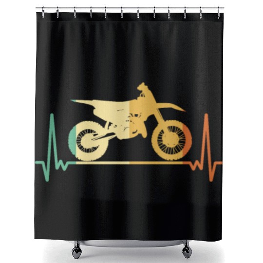 Dirt Bike Mx Motocross Supermoto Ekg Shower Curtains
