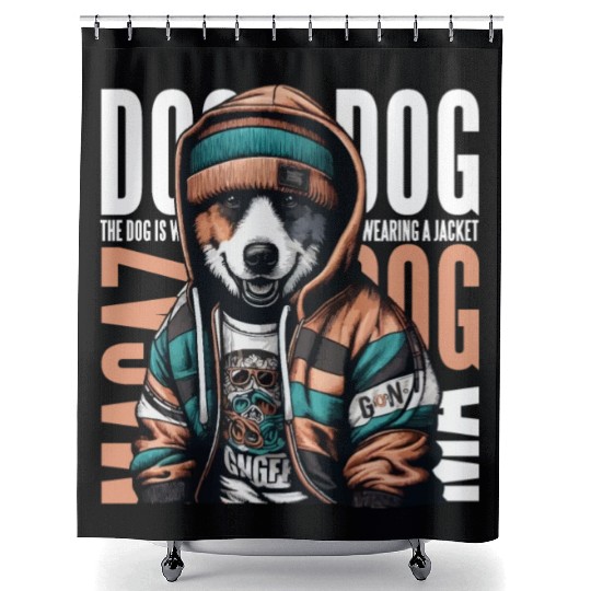 URBAN CHIC: DOG EMBRACES CITY LIFE IN STYLE Shower Curtains