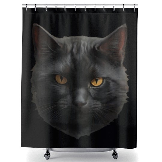 black cat face Shower Curtains