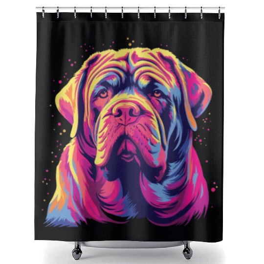 Watercolor Colorful Neapolitan Mastiff Shower Curtains