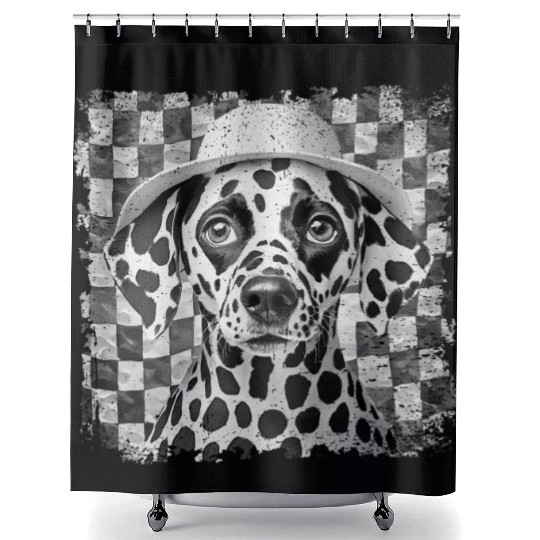 funny Dalmatian with hat Shower Curtains