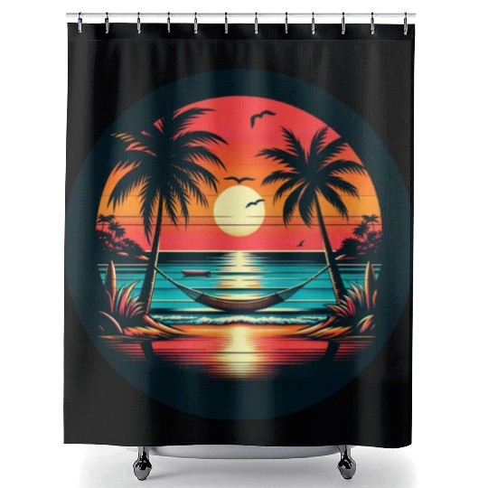 Summer Serenity: Sunset Beach Escape Shower Curtains
