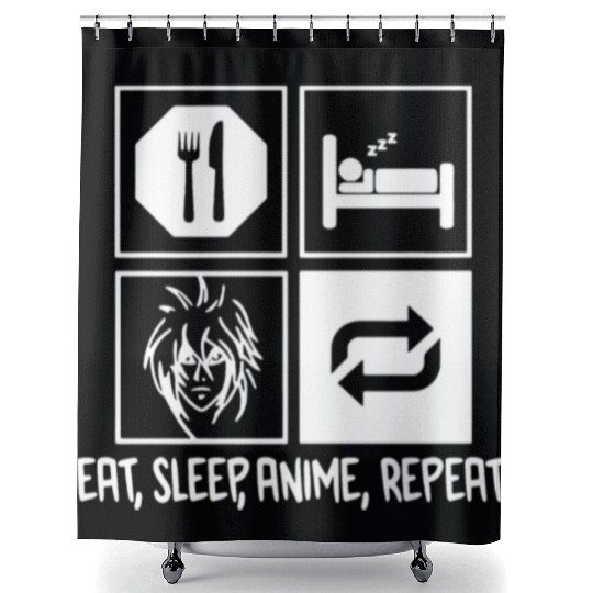 Eat Sleep Anime Repeat Shower Curtains