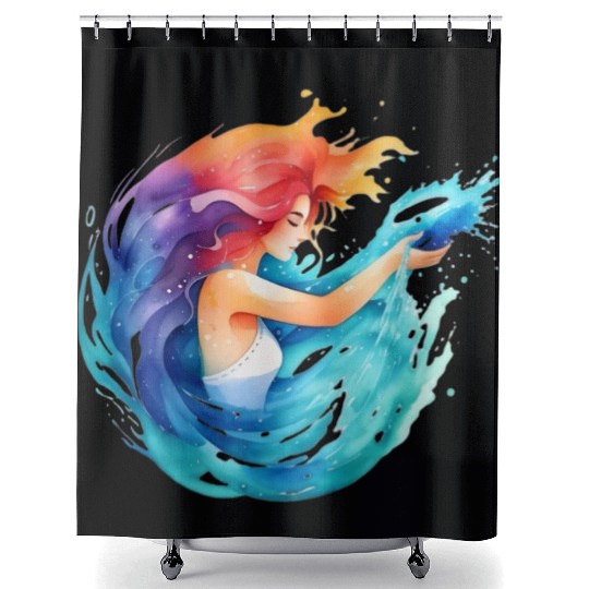 Color splash zodiac: Aquarius Shower Curtains