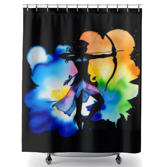 Color splash zodiac: Sagittarius Shower Curtains