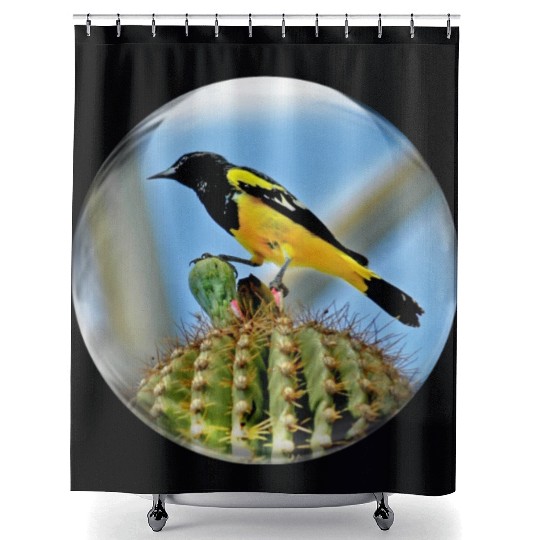 Life In a Bubble Collection-Domed Bird in Glass Shower Curtains