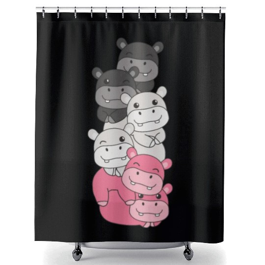 Femaric Flag Pride Lgbtq Cute Hippo Shower Curtains