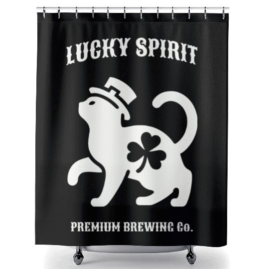St Patricks Lucky cat Green Shower Curtains