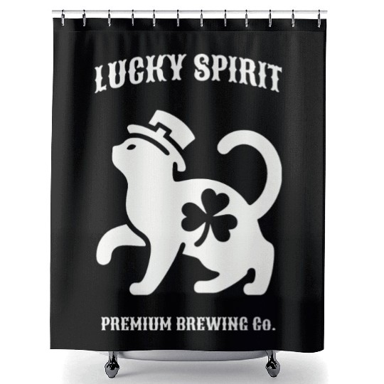 St Patricks Lucky cat Green Shower Curtains