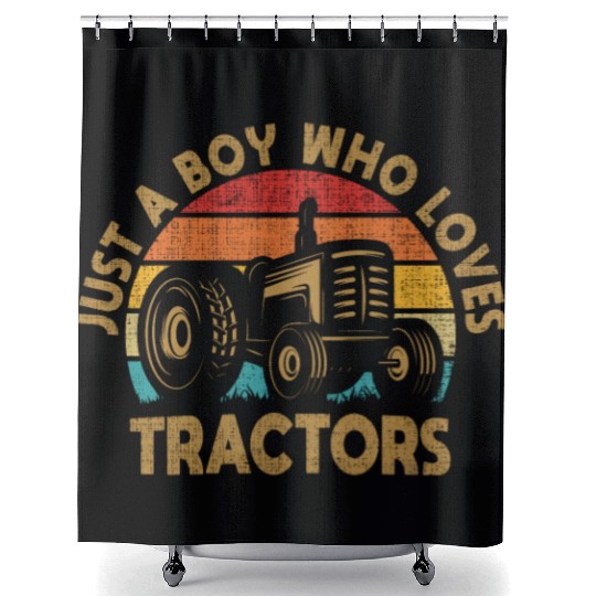 Just a Boy Who Loves Tractors Funny Boys Kids Farm Shower Curtains