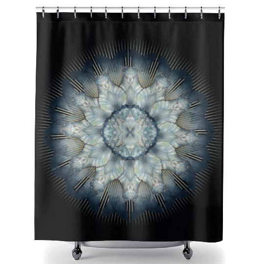 Butterfly wing ornament in delicate blue tones Shower Curtains