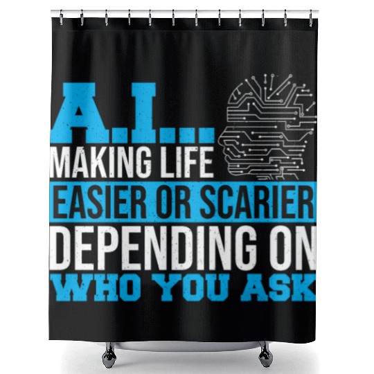 Computer Scientist Data Science Robot AI Prompt Shower Curtains