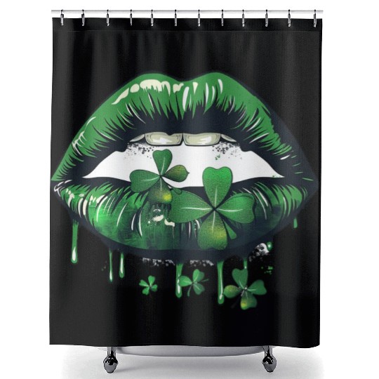 St Patrick Irish Green Lips Shower Curtains