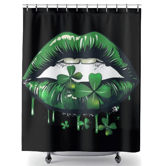 St Patrick Irish Green Lips Shower Curtains