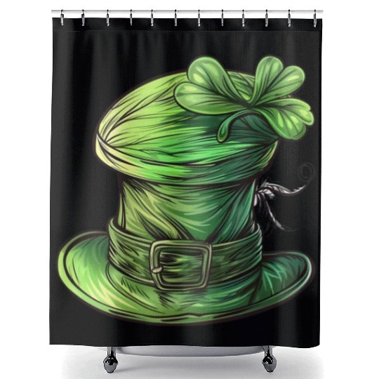 St Patrick Irish Green Hat Shower Curtains