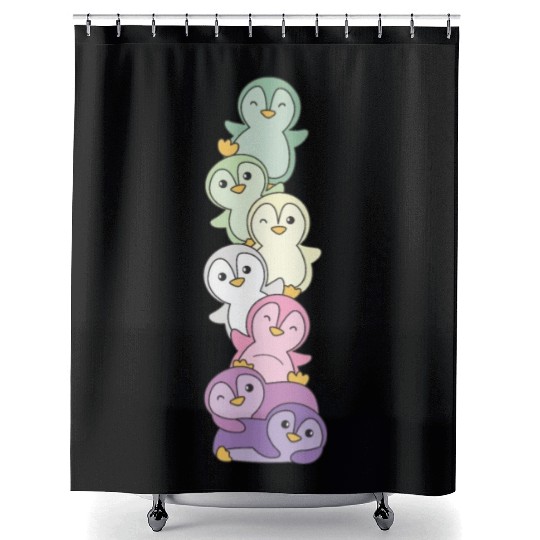 Genderfae Flag Pride Lgbtq Cute Penguin Shower Curtains