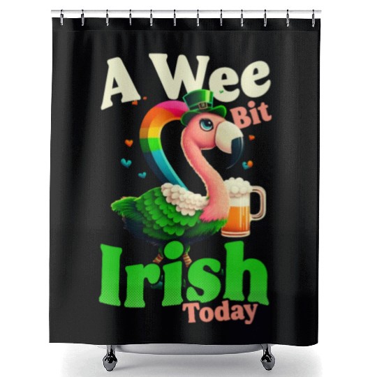 Irish Flamingo St Patricks A Wee Bit Irish Shower Curtains