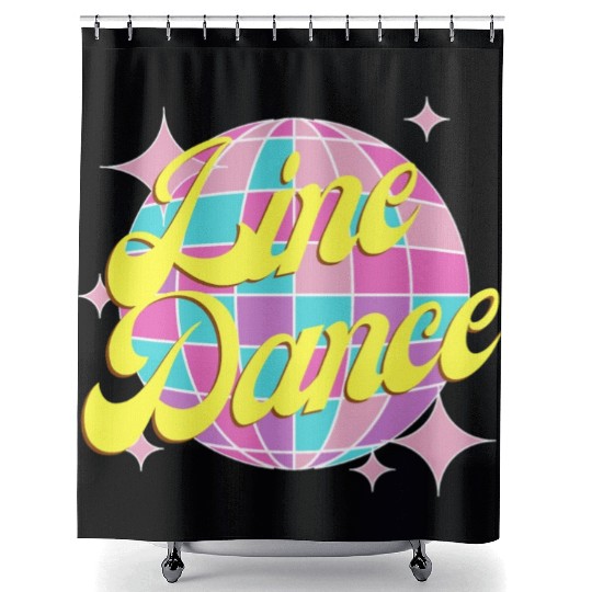 Line dance disco ball in fun neon party colors Shower Curtains