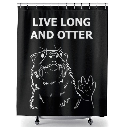 Long Live and Otter - White Shower Curtains