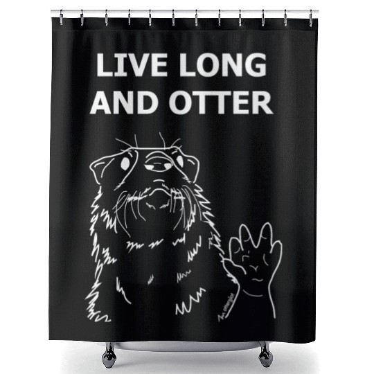 Long Live and Otter - White Shower Curtains