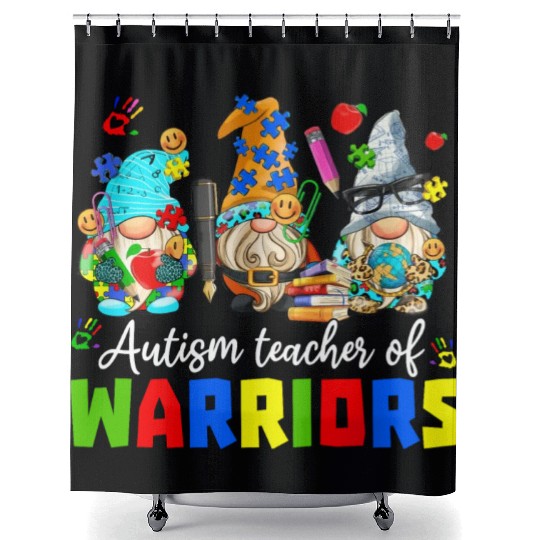 Autism Teacher Warriors Autism Autism Gnome Gift Shower Curtains