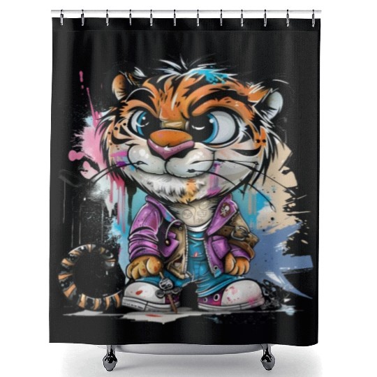 Tiger Trendsetter: Street Style Icon of the Urban Shower Curtains