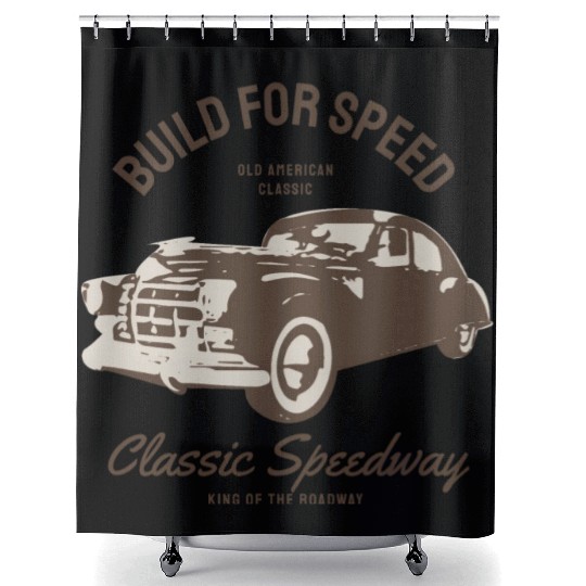 Build for speed, classic speedway Shower Curtains