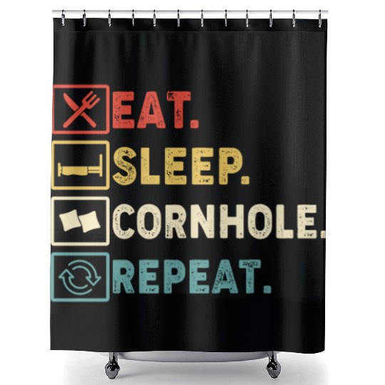 Eat Sleep Cornhole Repeat Shower Curtains