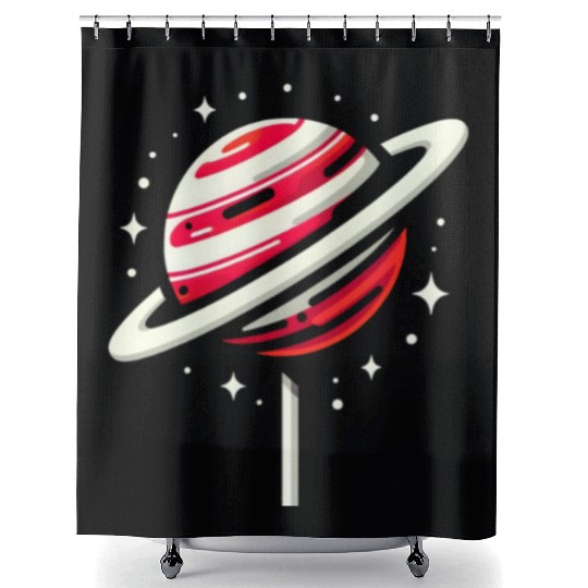 Saturn Planet Lollipop Shower Curtains