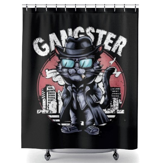 cat gangster Shower Curtains