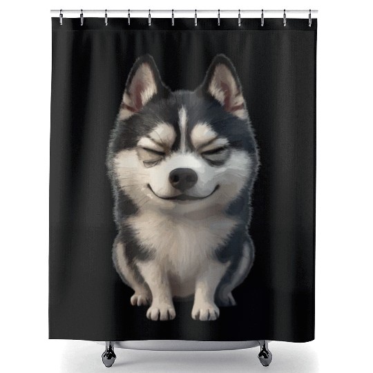Leave Husky Zen Meditation Relaxation Motiv Shower Curtains