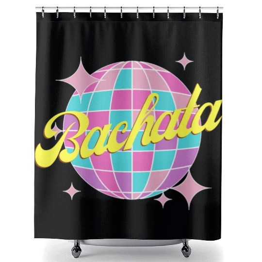 Bachata dance neon color disco ball Shower Curtains