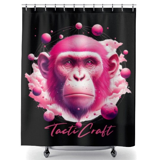 TactiCraft Pink Ape Galaxy Shower Curtains