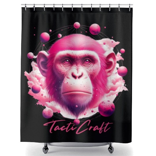 TactiCraft Pink Ape Galaxy Shower Curtains