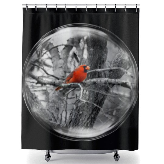 Life in a Bubble Collection -Contrasting Cardinal Shower Curtains