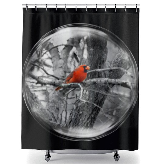Life in a Bubble Collection -Contrasting Cardinal Shower Curtains