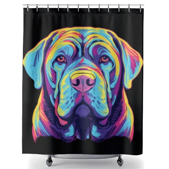 Watercolor Colorful Neapolitan Mastiff Shower Curtains