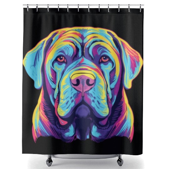 Watercolor Colorful Neapolitan Mastiff Shower Curtains