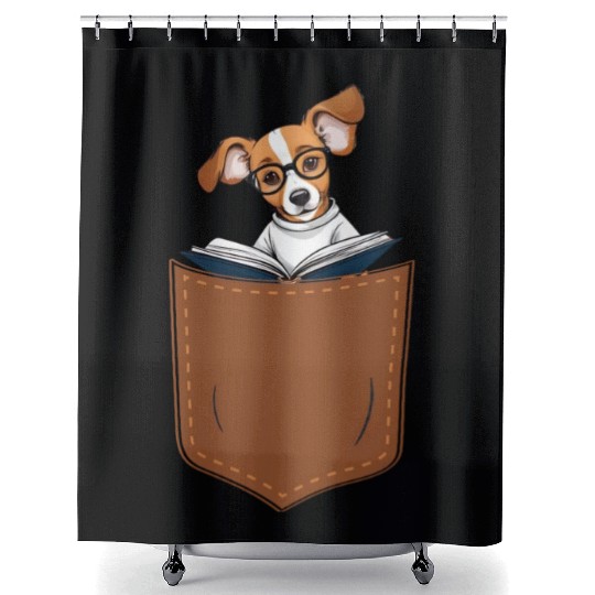 Puppy Dog Clothing, Cute Pug In Pocket Shower Curtains
